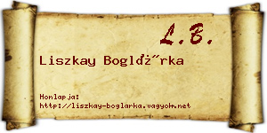 Liszkay Boglárka névjegykártya